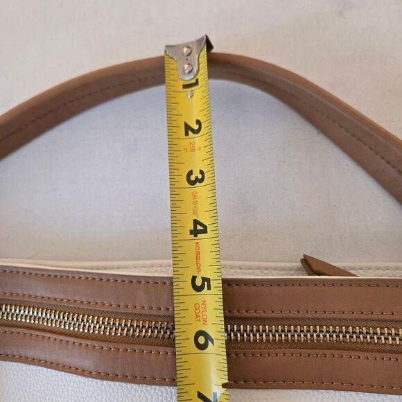 Sondra Roberts Squared Womens Vegan Leather Hobo Shoulder Bag White Tan OS - Picture 5 of 11